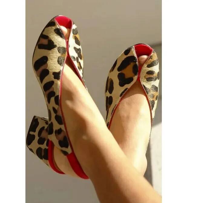 Leopard Print Peep Toe Slingba - Men'S Shoes In Style recension och pris
