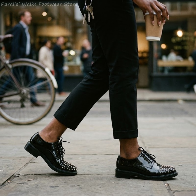 Patent Leather Metallic Studs  - Men Shoes For Wedding recension och pris