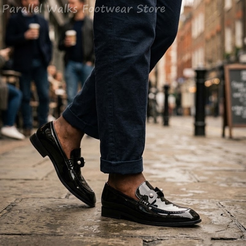 Men Black Patent Faux Suede Rh - Men Shoes For Wedding recension och pris